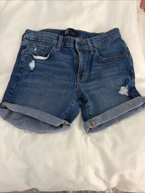 GAP Distressed Rolled Hem Denim Shorts - Blue
